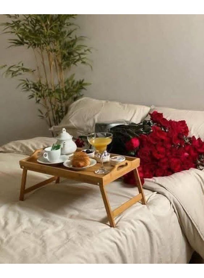 صينية فطار برِجل خشب خامة عالية الجودة تصميم عملي مقاس 40×70 سم H - Image 4